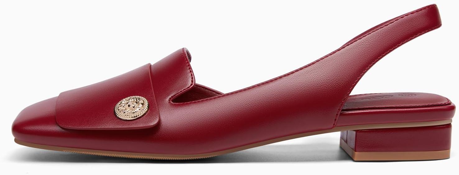 image:imageCoutgo Womens Chunky Low Heels Slingback Square Closed Toe DOrsay Pumps Slip On Work Dress ShoesBurgundy