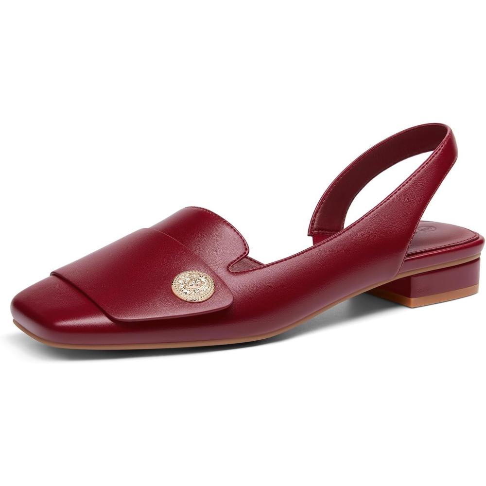 image:imageCoutgo Womens Chunky Low Heels Slingback Square Closed Toe DOrsay Pumps Slip On Work Dress ShoesBurgundy