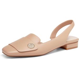 Coutgo Womens Chunky Low Heels Slingback Square Closed Toe D’Orsay Pumps Slip On Work Dress Shoes(Khaki)