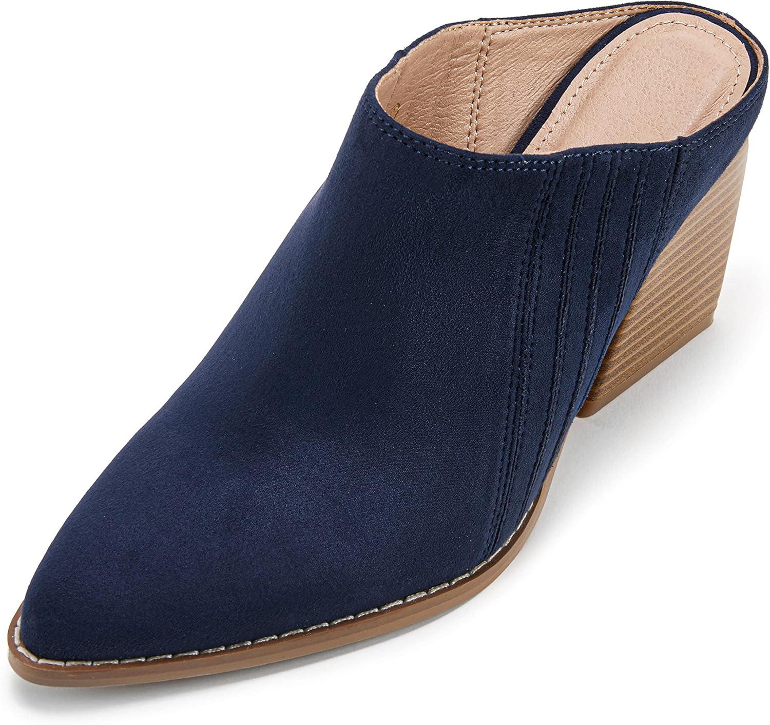 image:imageWomens Slip On Mules and Clogs Pointed Toe Chunky Stacked Heel Pumps Slides Heeled Shoes