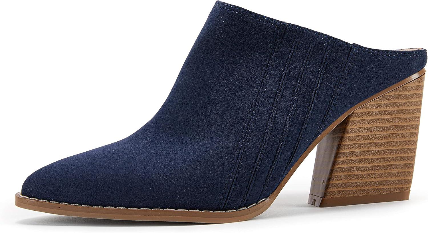image:imageWomens Slip On Mules and Clogs Pointed Toe Chunky Stacked Heel Pumps Slides Heeled Shoes