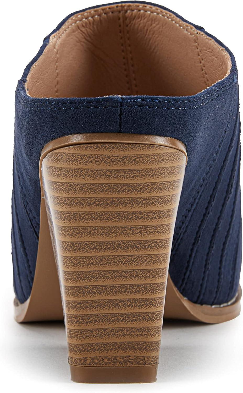 image:imageWomens Slip On Mules and Clogs Pointed Toe Chunky Stacked Heel Pumps Slides Heeled Shoes
