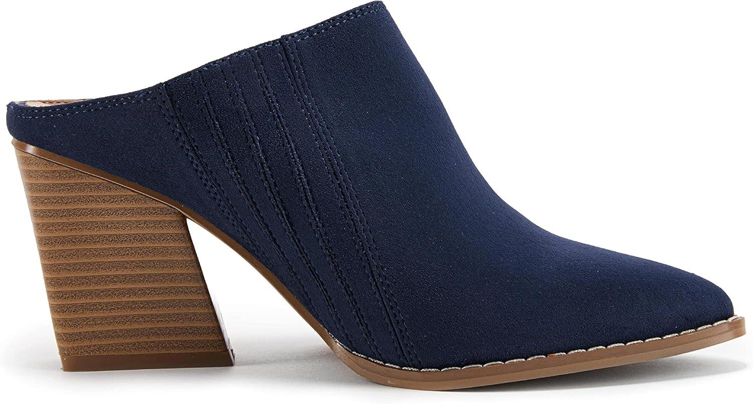 image:imageWomens Slip On Mules and Clogs Pointed Toe Chunky Stacked Heel Pumps Slides Heeled Shoes