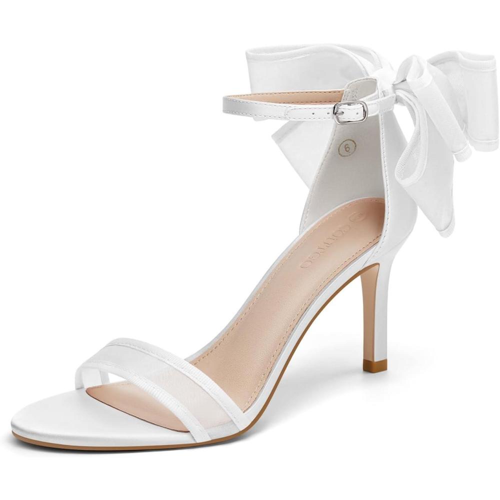 image:imageCoutgo Womens Open Toe Ankle Strap High Heel SandalsPure White
