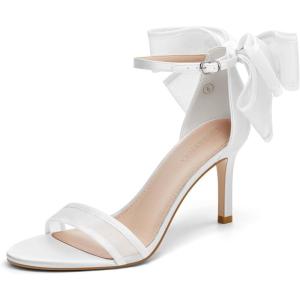 Coutgo Women’s Open Toe Ankle Strap High Heel Sandals(Pure White)
