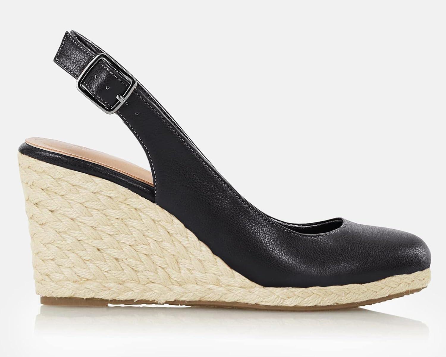 image:imageCoutgo Womens Platform Wedges Sandals Espadrilles Closed Toe Slingback Pumps Ankle Buckle Strap Summer Beach Dress ShoesBlack