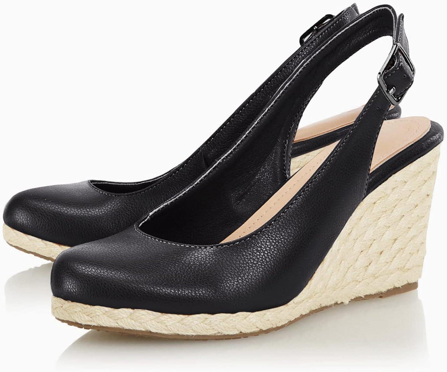 image:imageCoutgo Womens Platform Wedges Sandals Espadrilles Closed Toe Slingback Pumps Ankle Buckle Strap Summer Beach Dress ShoesBlack