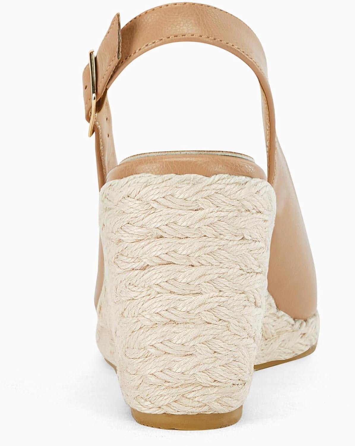 image:imageCoutgo Womens Platform Wedges Sandals Espadrilles Closed Toe Slingback Pumps Ankle Buckle Strap Summer Beach Dress ShoesCamel