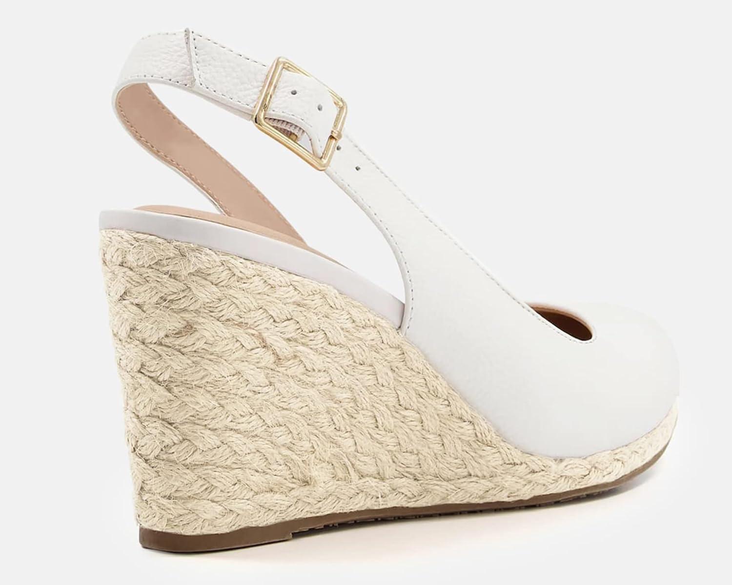 image:imageCoutgo Womens Platform Wedges Sandals Espadrilles Closed Toe Slingback Pumps Ankle Buckle Strap Summer Beach Dress ShoesWhite