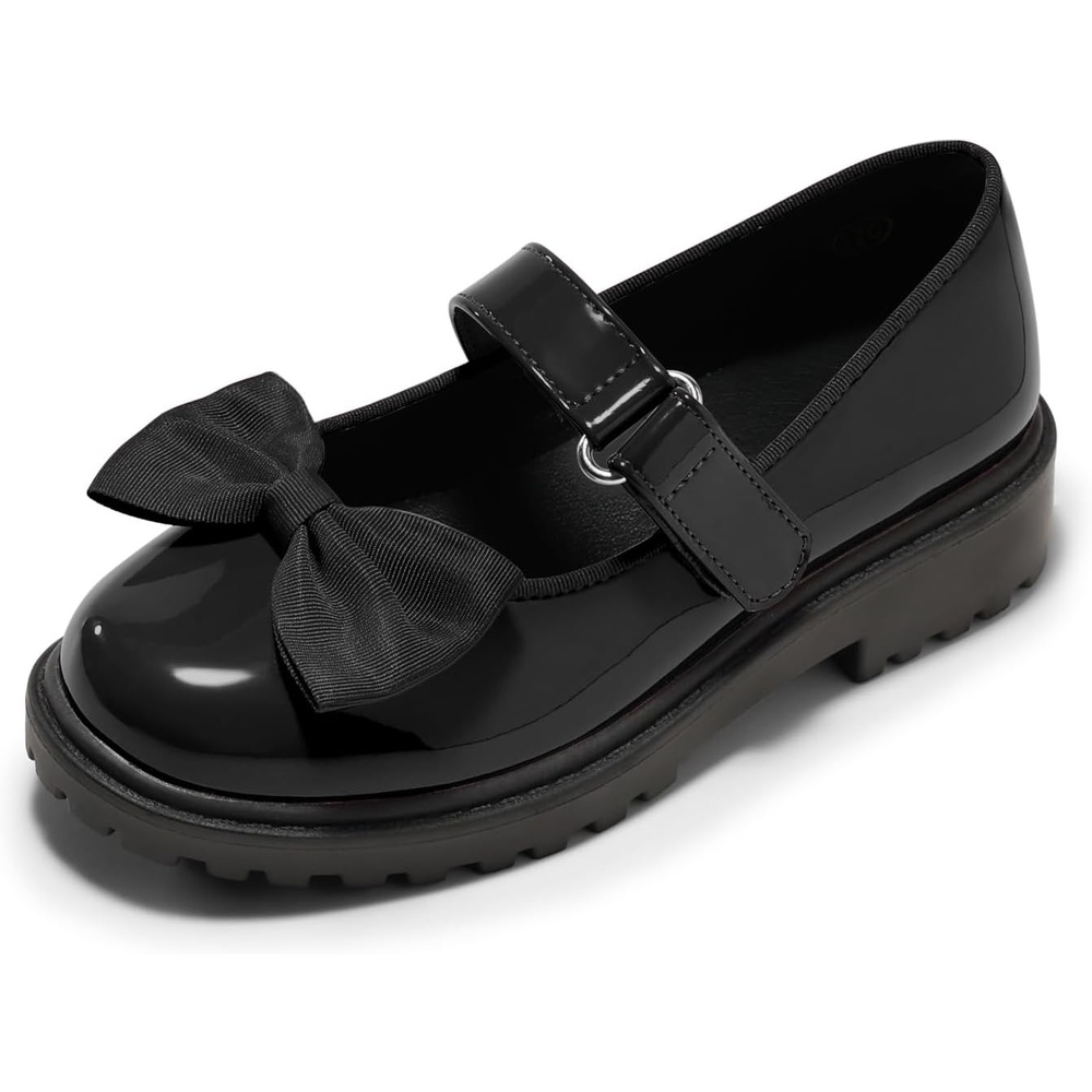 image:imageCoutgo Girls Mary Jane Dress Shoes Bow Closed Toe Chunky Heel Flats Platform Loafers School Uniform ShoesBlack