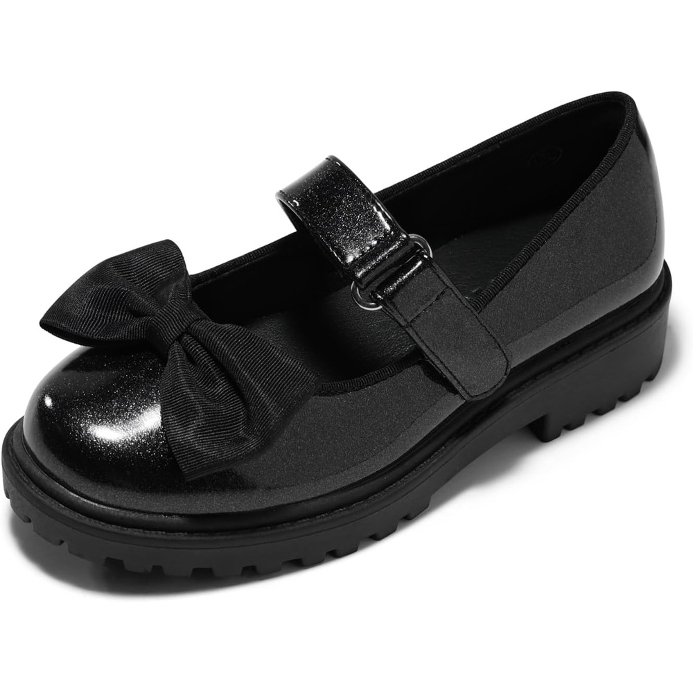 image:imageCoutgo Girls Mary Jane Dress Shoes Bow Closed Toe Chunky Heel Flats Platform Loafers School Uniform ShoesCool Black
